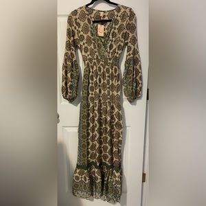 Anthropologie RAGA Boho Long Sleeve Elastic Waist Maxi Dress